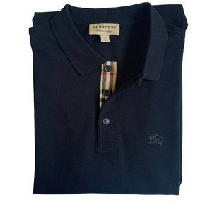 Burberry Men's Short Sleeve Check Placket Polo Black Size XL